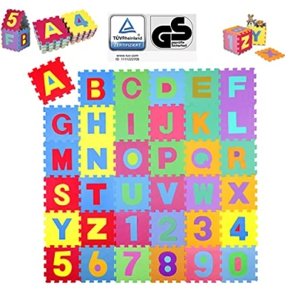 Image de KIDUKU® Puzzle Tapis Mousse bébé, 86 pièces, de Jeu très résistant pour Enfants, Alphabets &amp; Chiffres