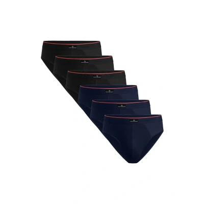Image de DANISH ENDURANCE Lot de 3 ou 6 Slips en Coton Stretch,Ultra Doux et Confortable, Respirant, pour Homme, Plusieurs Couleurs (2 X Noir, 2 Blanc, 1 Gris, Noir/Ligne Rouge), XXL
