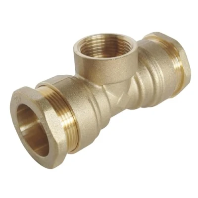 Image de SOMATHERM FOR YOU, Raccord Té Femelle 1&quot;1/4 pour tube PE Ø40 mm Laiton résistant Pression 20 bars Température 10C à +80C Joint torique EPDM Norme ACS Garantie 5 ans