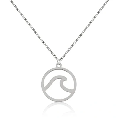 Image de GD GOOD.designs EST. 2015 Chaîne Vague Argent pour femme Résistant à l&#039;eau Collier de surfeur en acier inoxydable I Bijoux surf avec pendentif