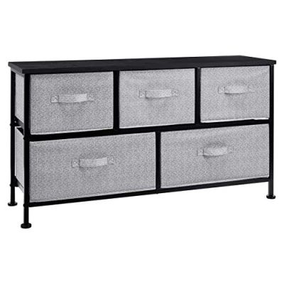 Image de Amazon Basics Commode extra large pour armoire 5 tiroirs en tissu noir