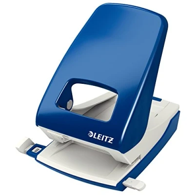 Image de Leitz Perforatrice Sans Effort, Capacité 40 Feuilles, Bleu, Métal, Réglette de Guidage avec Repères, NeXXt, 51380035