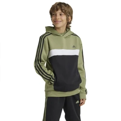 Image de adidas Tiberio Sweat à capuche en polaire 3 bandes Colorblock Vert 9 10 ans, Vert, ans