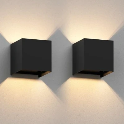 Image de ledscom.de 2 pièces Applique CUBEL pour l&#039;extérieur, IP65, Up /Downlight, noir mat, carré, 1x G9 max. 10W