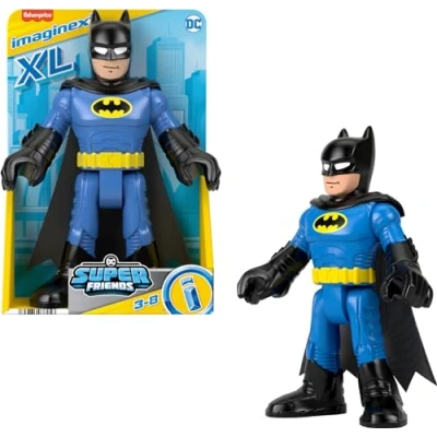 Image de Fisher Price Imaginext DC Super Friends Batman XL Figurine articulée pour jeu de simulation préscolaire à partir 3 ans Noir et bleu 25,4 cm