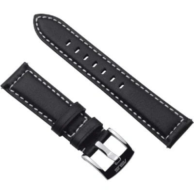 Image de ASUS VivoWatch Band Bracelet de rechange, compatible avec 5, cuir, installation facile, boucle en métal, design incurvé, résistant, noir coutures blanches