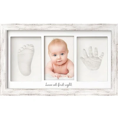 Image de Kit Souvenir Empreinte et Bébé Impressions pour Enfants Cadre Photo Duo Nouveau né d&#039;art de Mémoire Cadres Douche Bébé, Registre (Vintage White)
