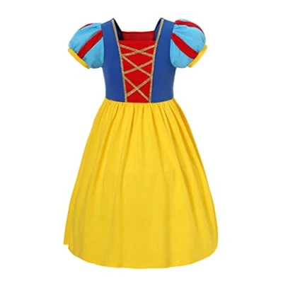 Image de Lito Angels Deguisement Robe Princesse Blanche Neige pour Enfant Fille Taille 7 8 ans, Jaune