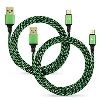 Image de NiTHO Câble Micro USB, [Lot de 2, 4M] Charge Rapide USB pour Manette Xbox One, PlayStation 4 et les Appareils B, Nylon Tressé B Câbles Tablettes/Smartphones Vert
