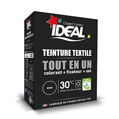 Image de IDEAL Teinture Textile Poudre Tout En Un Colorant + Fixateu Sel Noir ( 3 X 350g ) Lot De