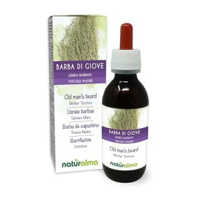 Image de Usnée barbue ou Barbe de Jupiter (Usnea barbata) thalle (lichen) Teinture Mère sans alcool Naturalma Extrait liquide gouttes 120 ml Complément alimentaire Végétalien végan