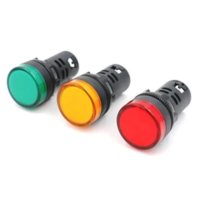 Image de Woljay Voyant indication panneau Pilote LED Rouge Jaune Vert 22mm AC/DC 24V 20mA Indicateur de lampe signalisation 3 pièces