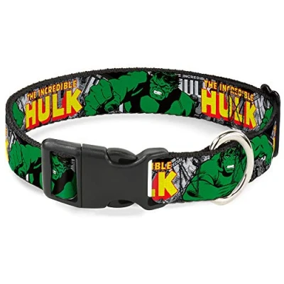 Image de Collier pour Chien en Plastique avec Clip The Incredible Hulk Action Poses Stacked Comics 22,9 à 38,1 cm de Large