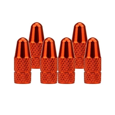 Image de SENZEAL Bouchon de Valve Pneu 6 Pièces Capuchon Valve, Presta Anodisé Vélo Bouchon, Anti poussière pour Bicyclette VTT, Route VTT (Orange)