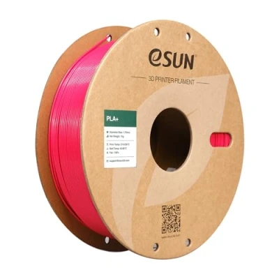 Image de eSUN PLA+ Filament 1.75mm, Renforcé Ténacité Imprimante 3D PLA Plus, Précision Dimensionnelle +/ 0.03mm, 1KG Bobine (2.2 LBS) d&#039;impression pour 3D, Rouge Clair