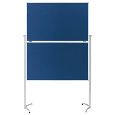 Image de magnetoplan tableau de présentation Pliable Feutre avec pieds rabattables, Roues Pivotantes Roulettes 120 x 150 cm bleu