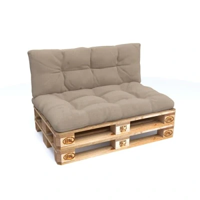 Image de POKAR Set de 2 Coussins Matelassé pour Palettes Euro: 1x Assise 120x80cm + Dossier 120x40cm, en Mousse formée à Froid, Canapé Jardin, Intérieur et Extérieur, sans Palette Beige