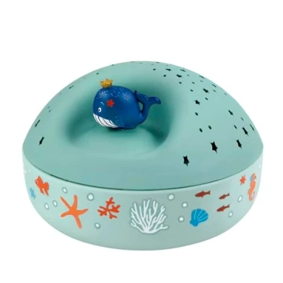 Image de TROUSSELIER Veilleuse Océan Baleine Bébé Musicale et Lumineuse Enfant Projecteur Etoile Projection Figurine rotative Bois Piles Incluses