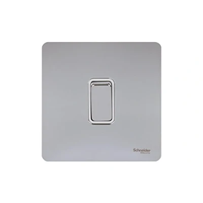 Image de Schneider Electric Interrupteur double en chrome poli avec insert blanc 16AX