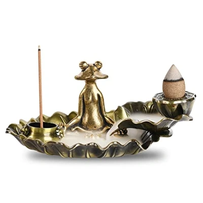 Image de porte encens grenouille : cascade Brûleur d&#039;encens à refoulement, avec 7 trous d&#039;encens,