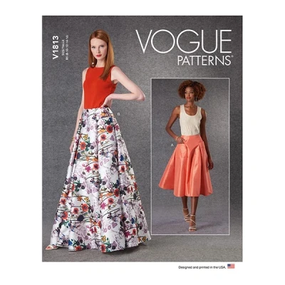 Image de Vogue Patterns V1813F5 Patrons de Jupe/Pantalon pour Femme Tailles 44 à 52, Papier, 16 18 20 22 24
