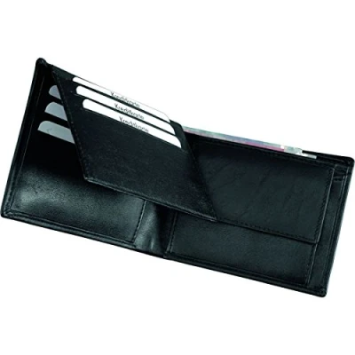 Image de ALASSIO Portefeuille Paysage en Cuir Nappa Fin Noir, env. 12 x 9 2 cm, Porte Monnaie