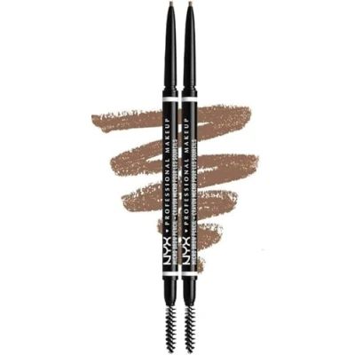 Image de NYX Professional Makeup Crayon à Sourcils Micro Brow Pencil, Ultra Fin Double Embout avec Mine Rétractable et Goupillon, Lot de 2, Teinte : Taupe (01)