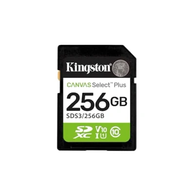 Image de Kingston Cartes mémoire SD Canvas Select Plus 256Go SDXC Gen3 150MB/s C10 UHS I U1 V10 SDS3/256GB