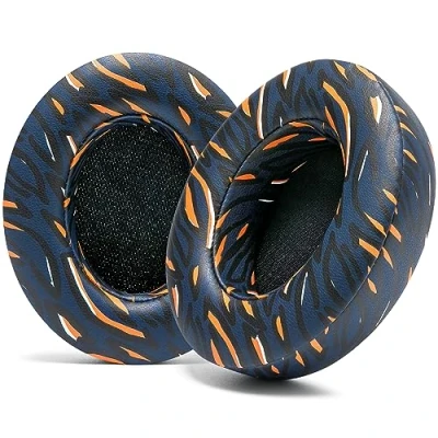 Image de WC Coussinets pour Beats Studio 2 &amp; 3 (B0501, B0500) avec et sans Fil par Wicked Cushions Ne Convient Pas à Solo Cuir PU Souple, Mousse améliorée adhésif Plus résistant Navy Tiger