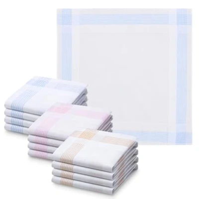 Image de JEMIDI 12x Mouchoir en tissu Lot de 12 mouchoirs 30 x cm réutilisables coton Lavables machine et compatibles avec sèche linge