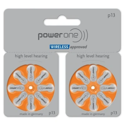 Image de power one Big Comfort Pack de 80 Piles pour appareils auditifs, Taille 13, Longue durée Vie, Technologie Zinc air, sans Mercure, 1,45 V, (8 pièces, Lot 10)