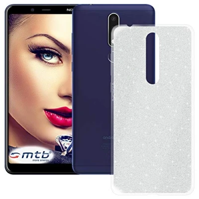 Image de mtb more energy® Coque Shine pour Nokia 3.1 Plus/Nokia 3.1+ (6.0&#039;&#039;) / Argent/Effet Scintillant/Souple/TPU Gel Housse Poche étui