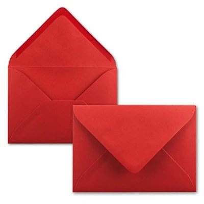 Image de 50x enveloppes C6 couleur: rouge intense 11,4 x 16,2 cm fermeture: gommée pour papier A4, A5, A6 et invitations, salutations lettres FarbenFroh by GUSTAV NEUSER