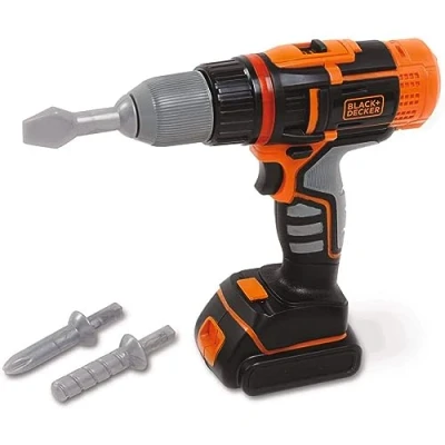 Image de Smoby Black+Decker Perceuse Visseuse Electronique Jouet Bricolage Enfant 2 Vitesses Piles Incluses 360197