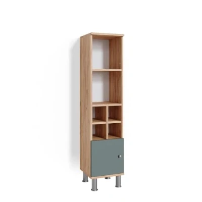 Image de Vicco Meuble de Rangement Salle Bain Fynn, Vert/Chêne Force doré, 30 x 130.6 cm Petite Porte