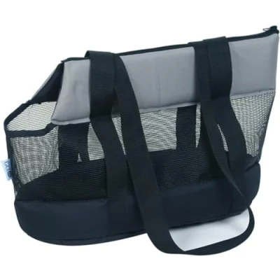 Image de Sac a Dos Chien Transporteur for Animaux de Compagnie d&#039;été Respirant Compagnie, à bandoulière Chat, Sacs Transport Petits Chiens (Noir, L)