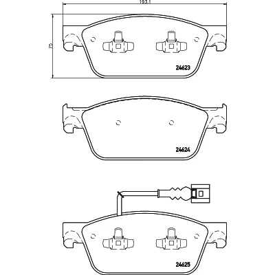 Image de HELLA 8DB 355 014 981 Jeu de plaquettes frein avec contact du palpeur d&#039;usure intégré VOLKSWAGEN: Transporter 5, 6, 5 Bus
