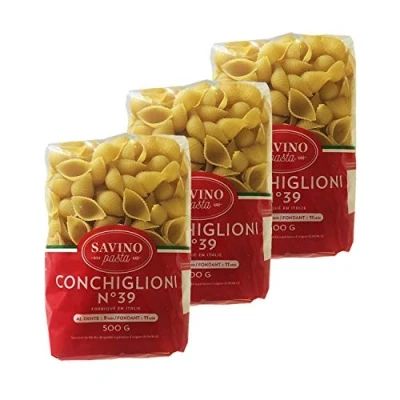 Image de Lot 3x Pâtes Conchiglioni n39 Savino Pasta paquet 500g