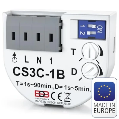 Image de ELEKTROBOCK CS3C 1B Relais temporisé 230 V Avec bornes enfichables Allumage retardé Pour ventilateur et éclairage Encastré
