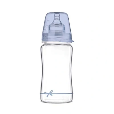 Image de LOVI Biberon en verre anti colique avec tétine dynamique, 250 ml, 3+ Mois, Système de ventilation SUPER, Protection du réflexe succion, Collection Baby Shower Boy