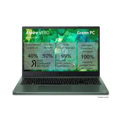 Image de Acer Aspire Vero AV15 53P 54R1, Ordinateur Portable Éco 15,6&#039;&#039; Full HD IPS, PC (Intel Core i5 1335U, RAM 16 Go, SSD 512 Intel Iris Xe Graphics, Windows 11), Gris, Clavier AZERTY (Français)