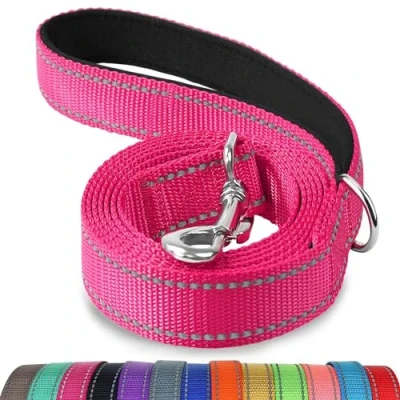 Image de Joytale Laisse Double Face Réfléchissante Robuste pour Chien, avec Poignée Rembourée,1.2m x 2cm,Rose Vif
