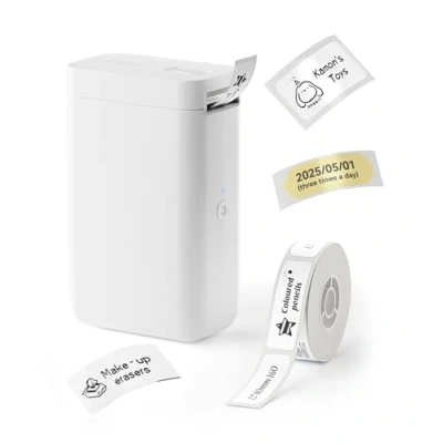 Image de NIIMBOT D101 imprimante d&#039;étiquettes avec 1 Rouleau de Ruban adhésif, d&#039;autocollants Portable pour la Maison, Le Bureau et l&#039;école, Largeur d&#039;impression réglable 12 à 25 mm, Blanc