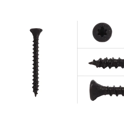 Image de Vis noires galvanisées 3 x 30 mm Torx 10 avec pointe anti fendage 100 Pièces