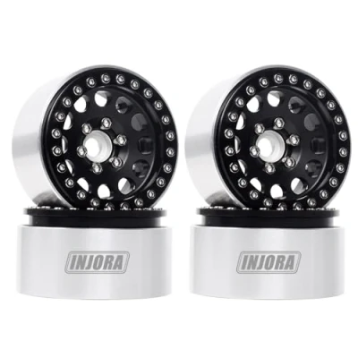 Image de INJORA 4PCS 1,9 Roue Pneus Beadlock RC Jante en Métal pour 1:10 Rock Crawler Axial SCX10 Pro II III TRX4 D90 VS4 10 Redcat Gen 8 7 Enduro(Noir)