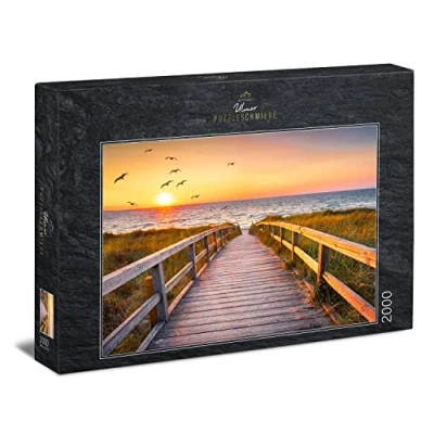 Image de Ulmer Puzzleschmiede Puzzle heure du soir sur Sylt de 2000 pièces Motif mer Nord avec coucher soleil les dunes la plage Sylt, Allemagne