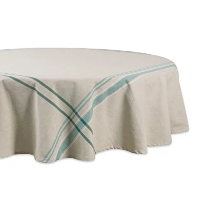 Image de DII Dessus de Table 100% Coton Rayures françaises, Bleu Sarcelle, 70 inches Round