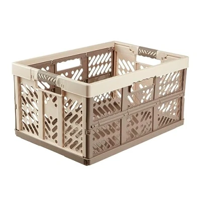 Image de Keeeper 4x Casier Pliant Professionnel avec Poignées Souples, 54 x 37 28 cm, 45 l, Ben, Crème/Taupe