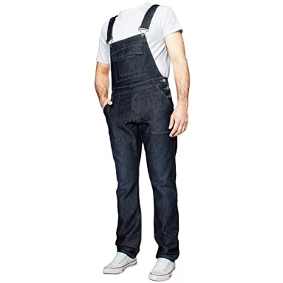 Image de Enzo Salopette en jean pour homme Bleu délavé Taille King 76,2 127 cm 44