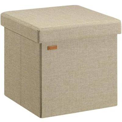 Image de Casaria® Tabouret Cube Espace de Rangement Pouf 40 x cm Coffre Repose Pied siège Beige